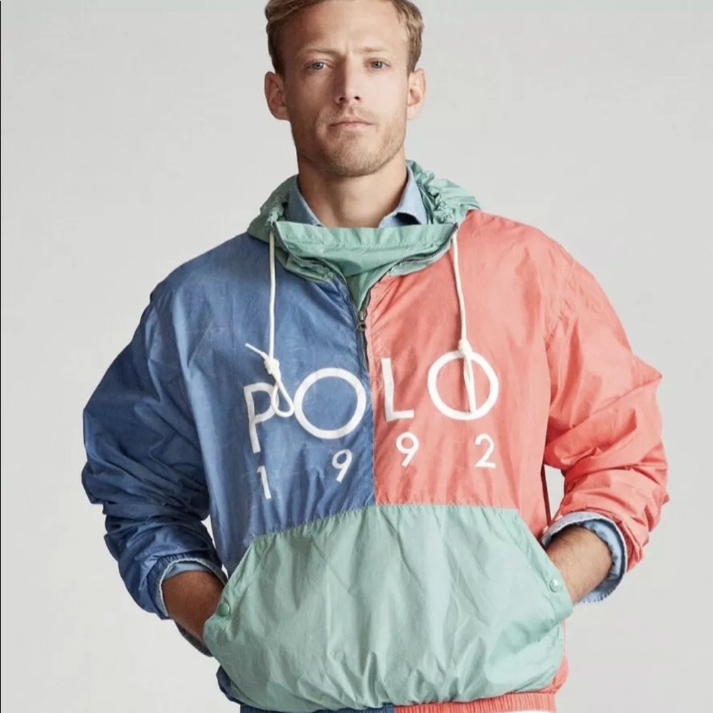 NWT Polo Ralph Lauren 1992 Color blocked Pullover Hooded Windbreaker Jacket
